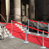 vidaXL Stanchion Posts 4 pcs with belts stainless steel silver-coloured