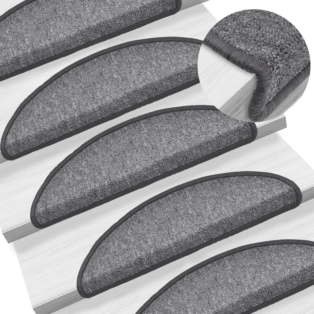 vidaXL Stair Mats 15 pcs 56x17x3 cm Anthracite Half Round