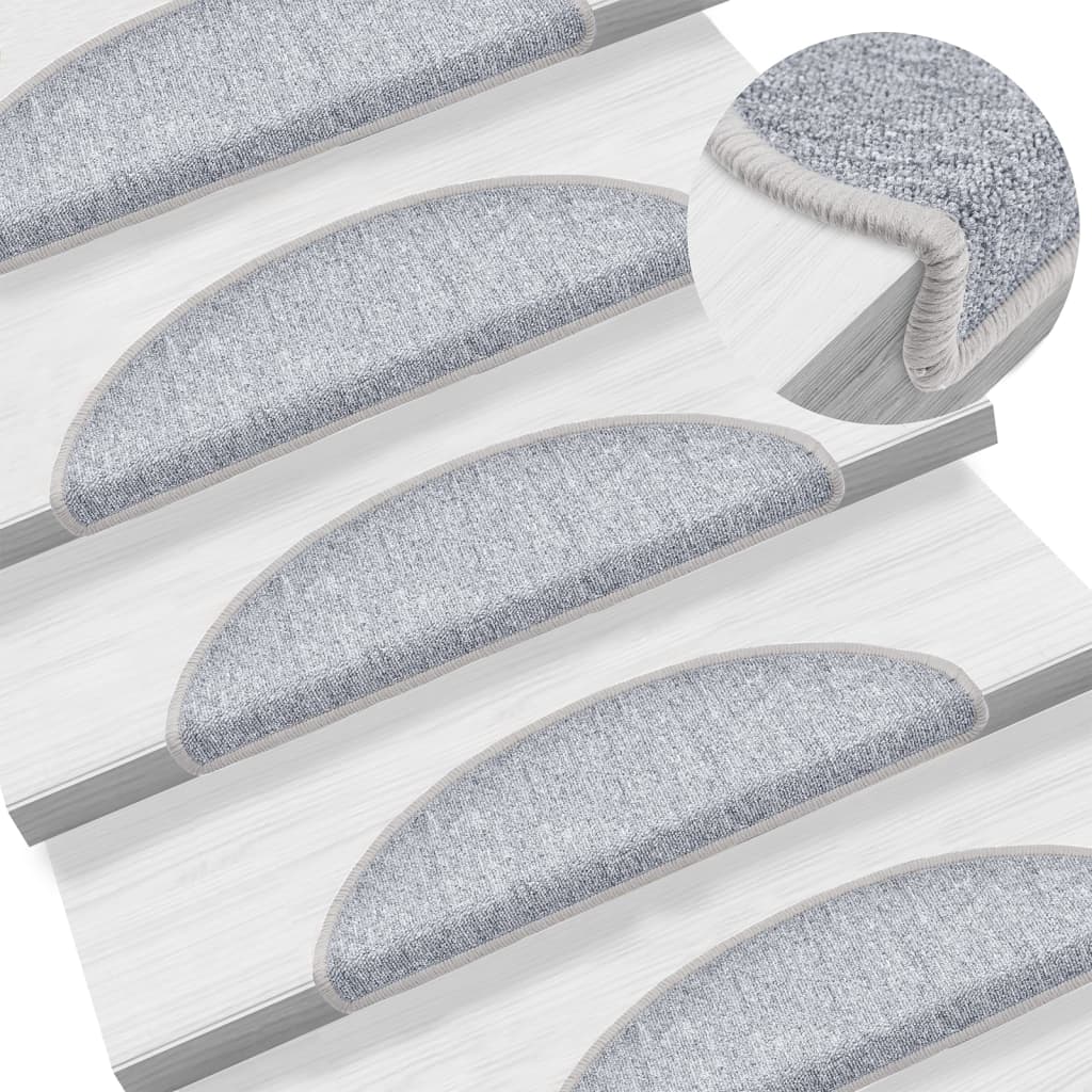 vidaXL Stair Mats 15 pcs 56x17x3 cm Anthracite Half Round