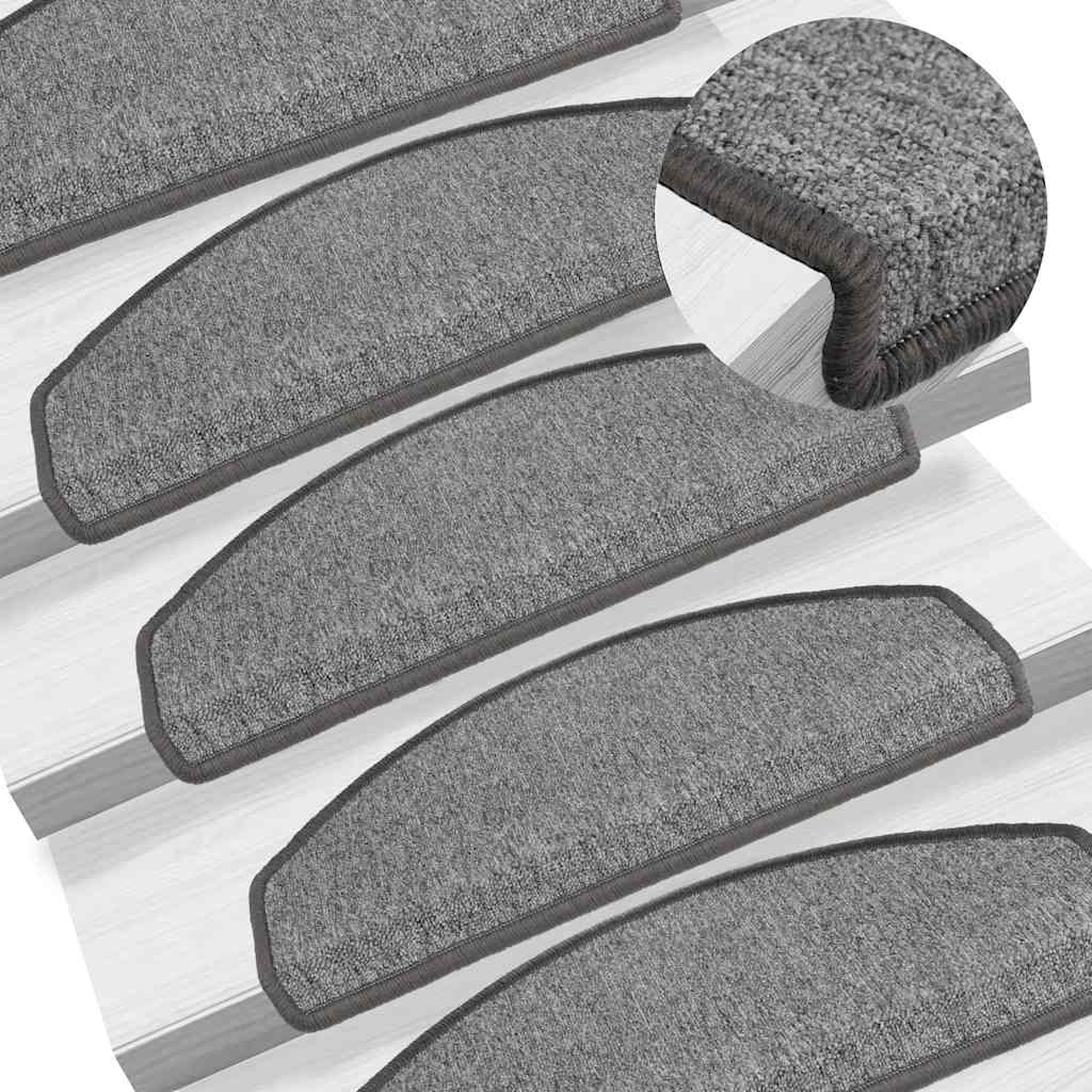vidaXL Stair Mats 15 pcs 56x17x3 cm Anthracite Half Round