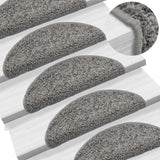 vidaXL Stair Mats 15 pcs 56x17x3 cm Grey Semi-circular
