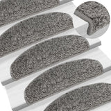 vidaXL Stair Mats 15 pcs 56x17x3 cm Grey Semi-circular