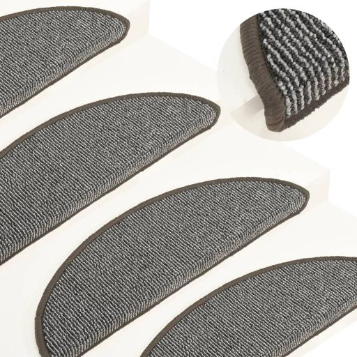 vidaXL Stair Mats 15 pcs 56x17x3 cm Grey Half-round