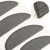 vidaXL Stair Mats 15 pcs 56x17x3 cm Grey Half-round
