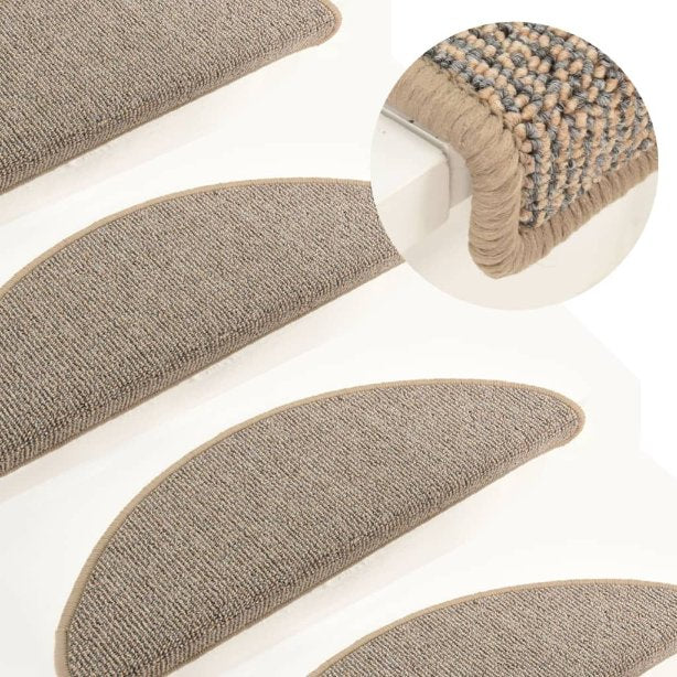 vidaXL Stair Mats 15 pcs 56x17x3 cm Grey Half-round