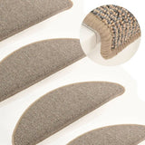vidaXL Stair Mats 15 pcs 56x17x3 cm Grey Half-round