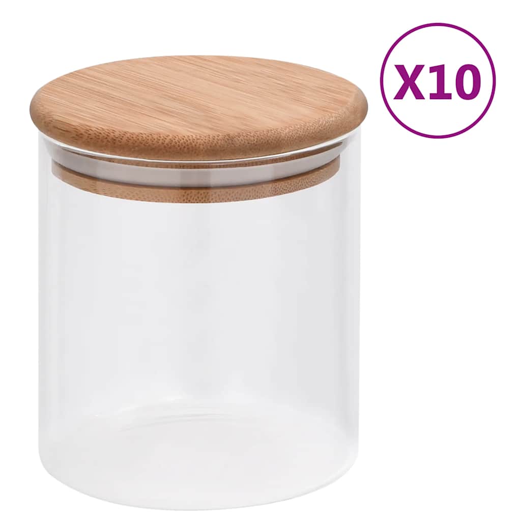 vidaXL Storage Jars with Bamboo Lid 6 pcs 600 ml Glass