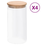 vidaXL Storage Jars with Bamboo Lids 4 pcs 800 ml Glass