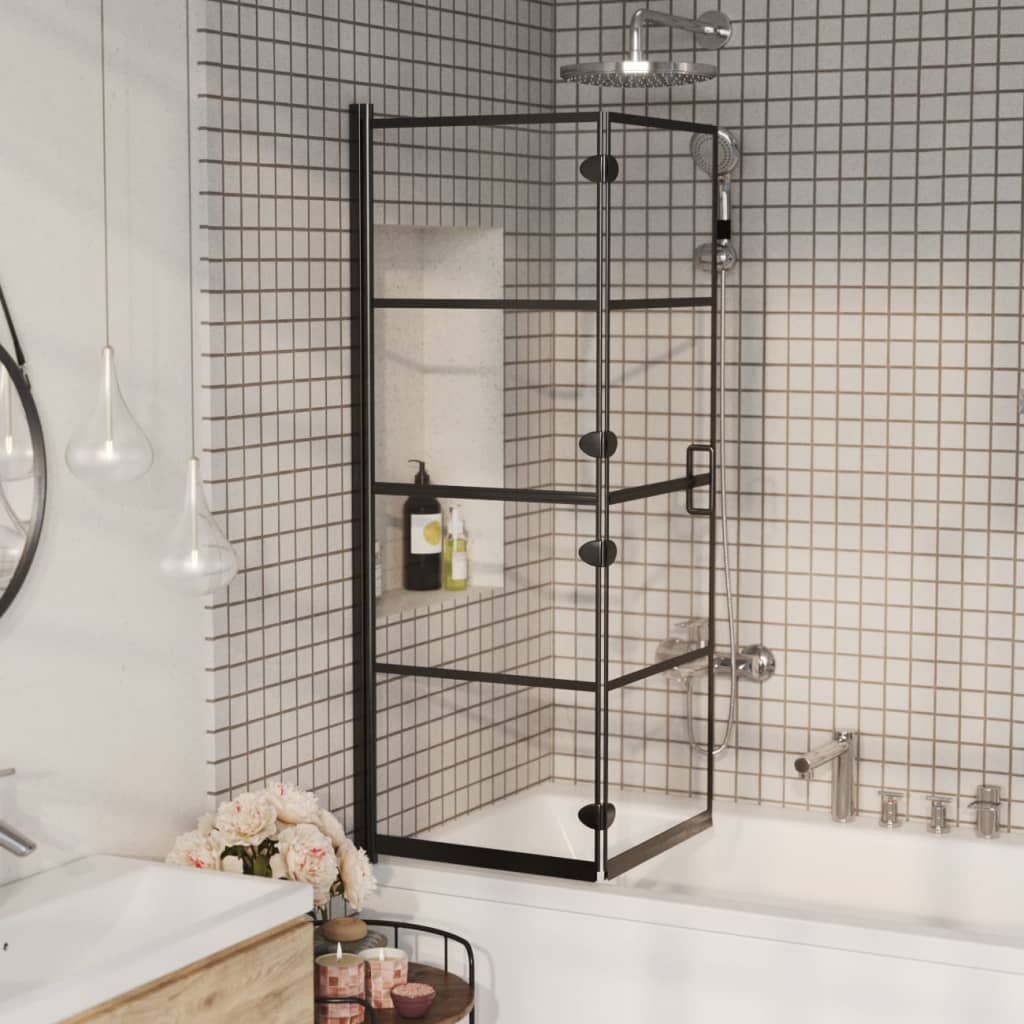 vidaXL Foldable Shower Screen 80x140 cm Black