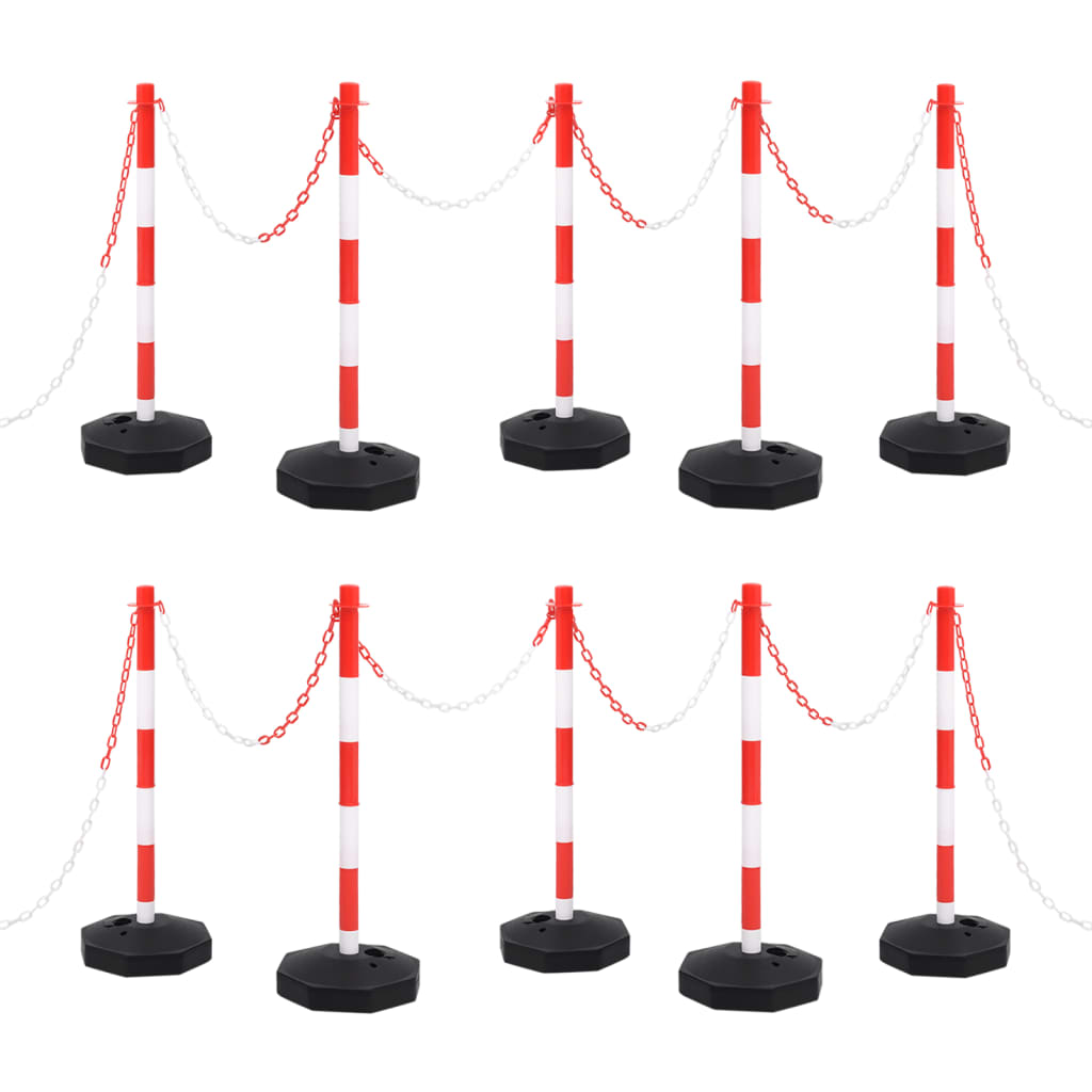 vidaXL Chain Post Set with Plastic Chain 10 m