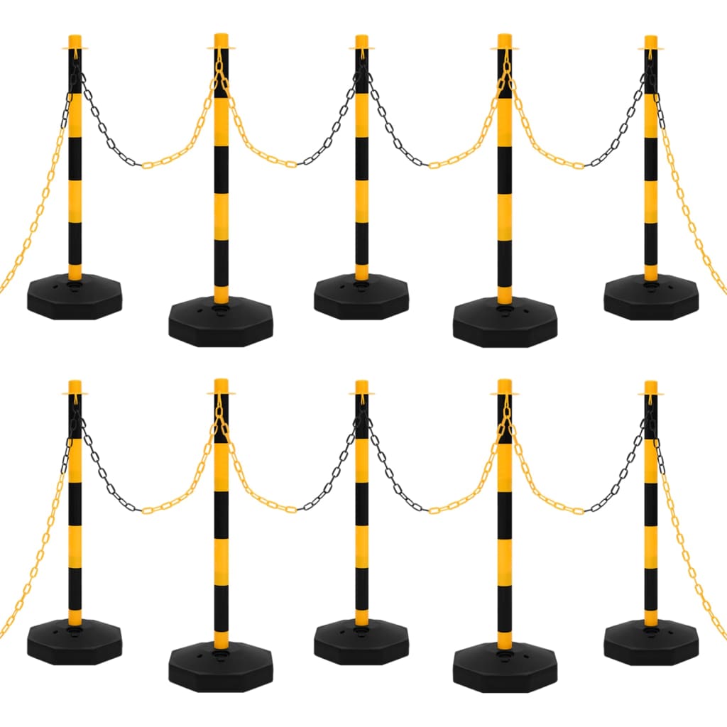 vidaXL Chain Post Set with Plastic Chain 10 m
