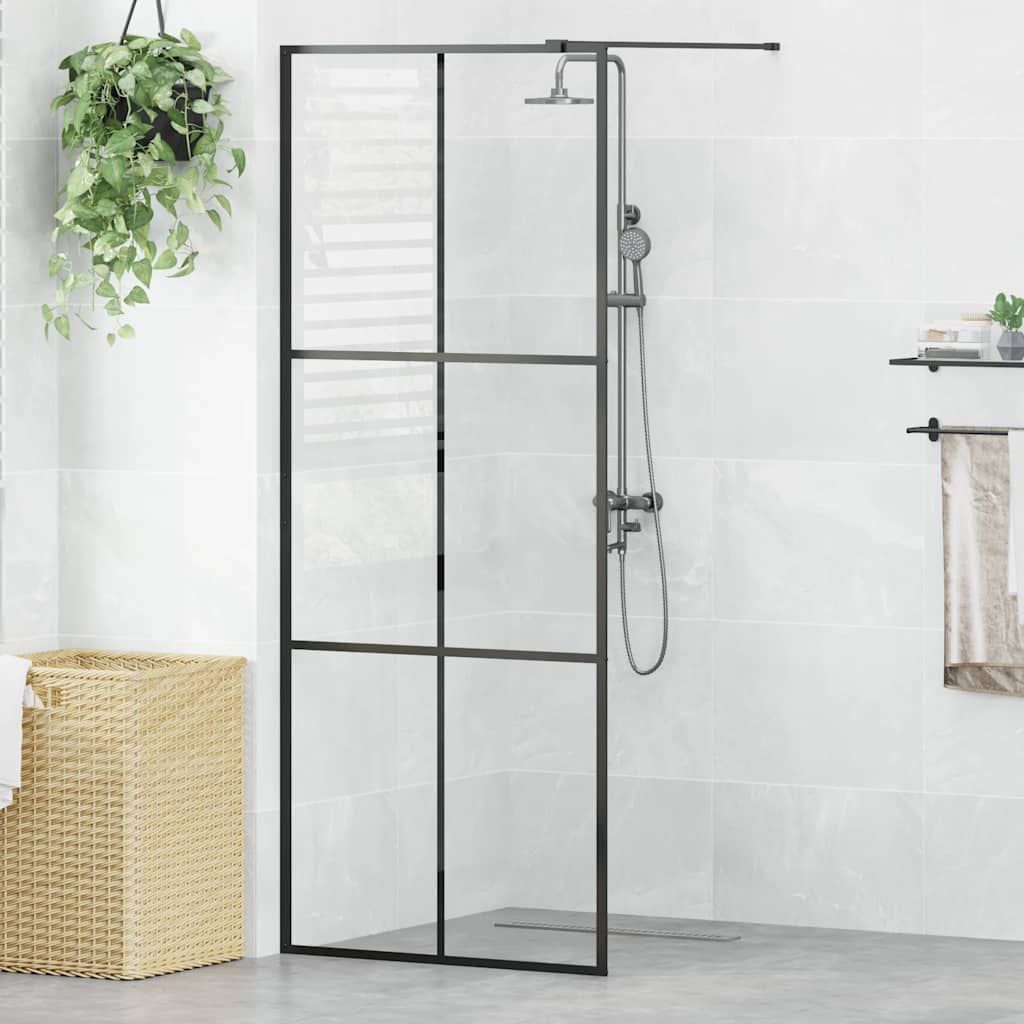 vidaXL Walk-in Shower Screen 80x195 cm ESG Glass Transparent and Black