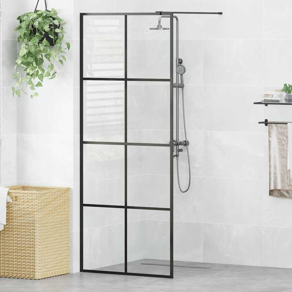 vidaXL Walk-in Shower Screen 80x195 cm ESG Safety Glass Transparent and Black