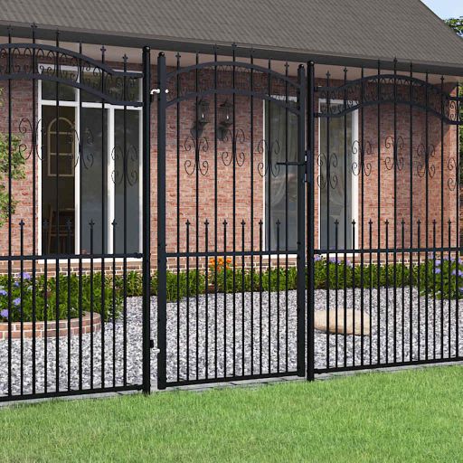 vidaXL Spear Top Garden Gate Black 103x75 cm Powder-Coated Steel