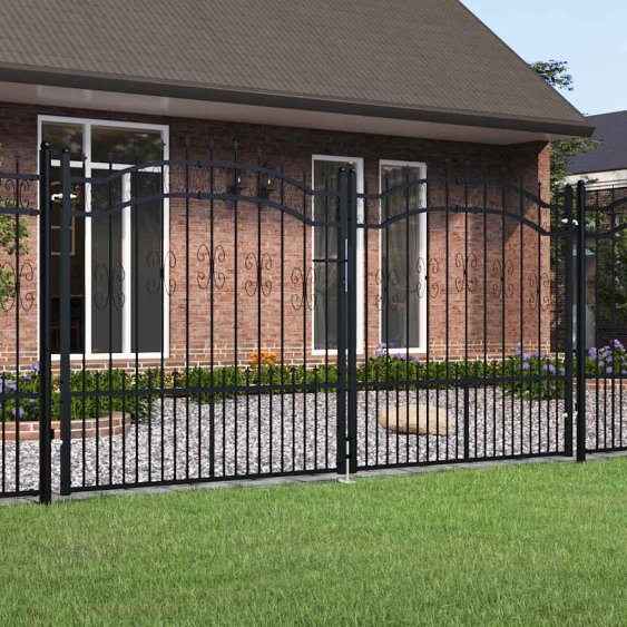 vidaXL Spear Top Garden Gate Black 103x75 cm Powder-Coated Steel
