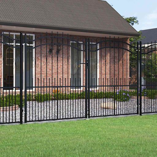 vidaXL Spear Top Garden Gate Black 103x75 cm Powder-Coated Steel
