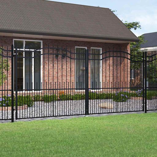 vidaXL Spear Top Garden Gate Black 103x75 cm Powder-Coated Steel