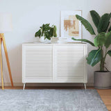 vidaXL Kastdeur met lamellen 39,5x39,4 cm massief grenenhout