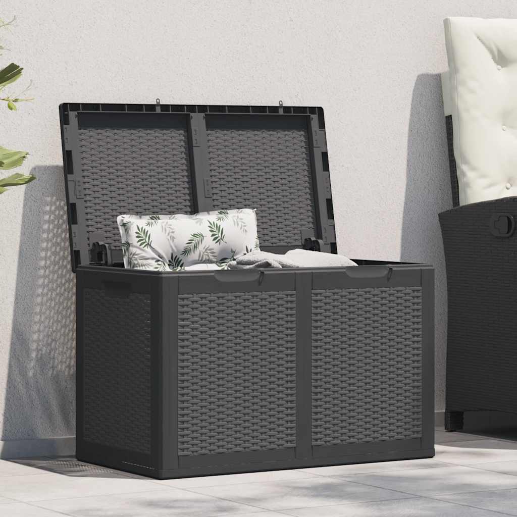 vidaXL Tuinbox 90 L PP rattan zwart