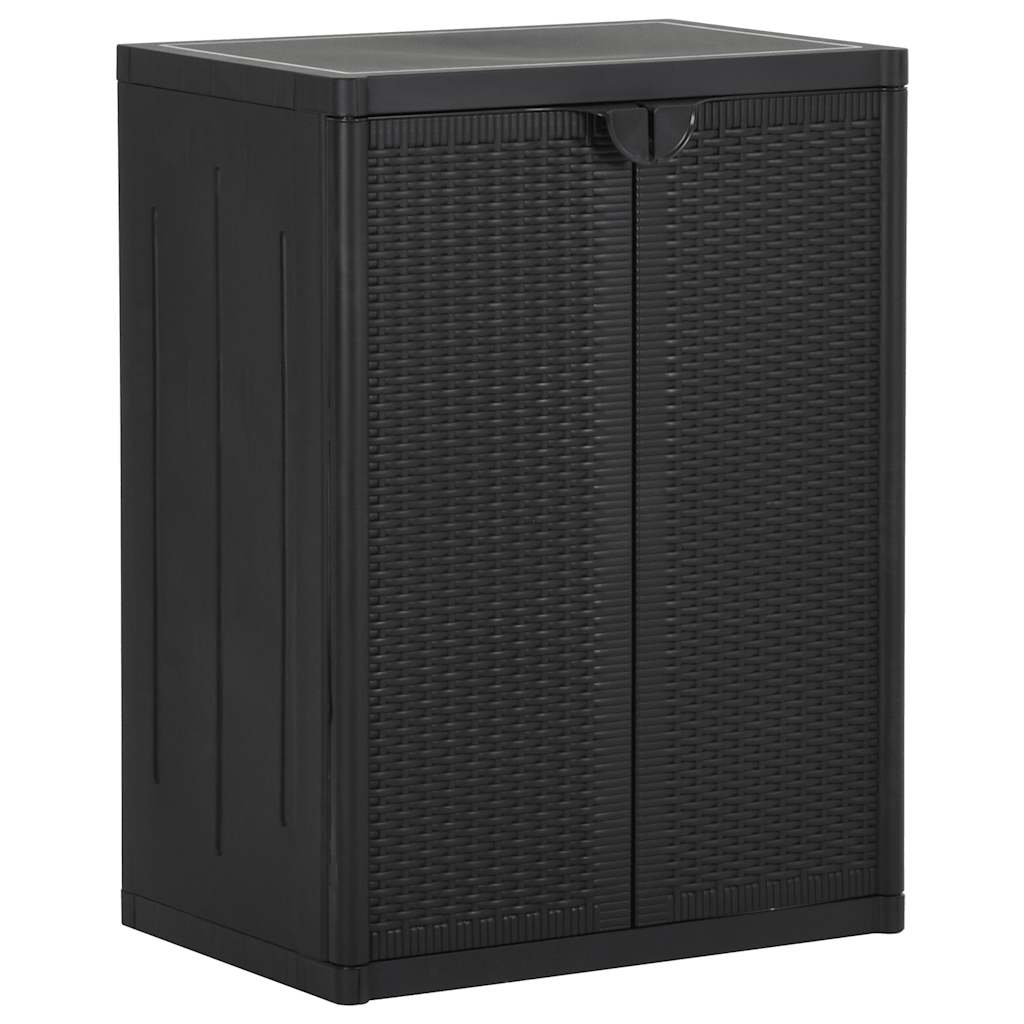 vidaXL Garden Storage Cabinet 65x45x88 cm polypropylene rattan black