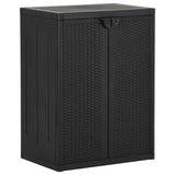 vidaXL Garden Storage Cabinet 65x45x88 cm polypropylene rattan black