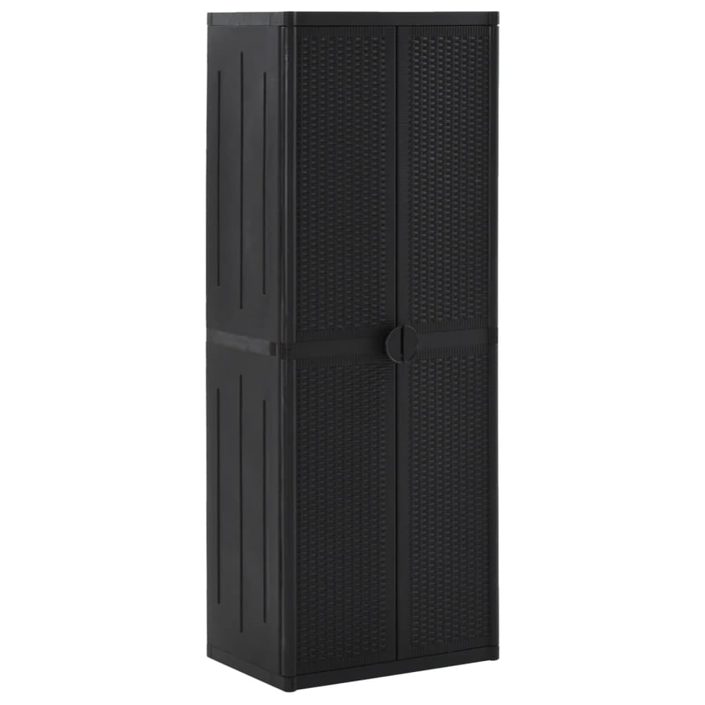 vidaXL Garden Storage Cabinet 65x45x88 cm polypropylene rattan black