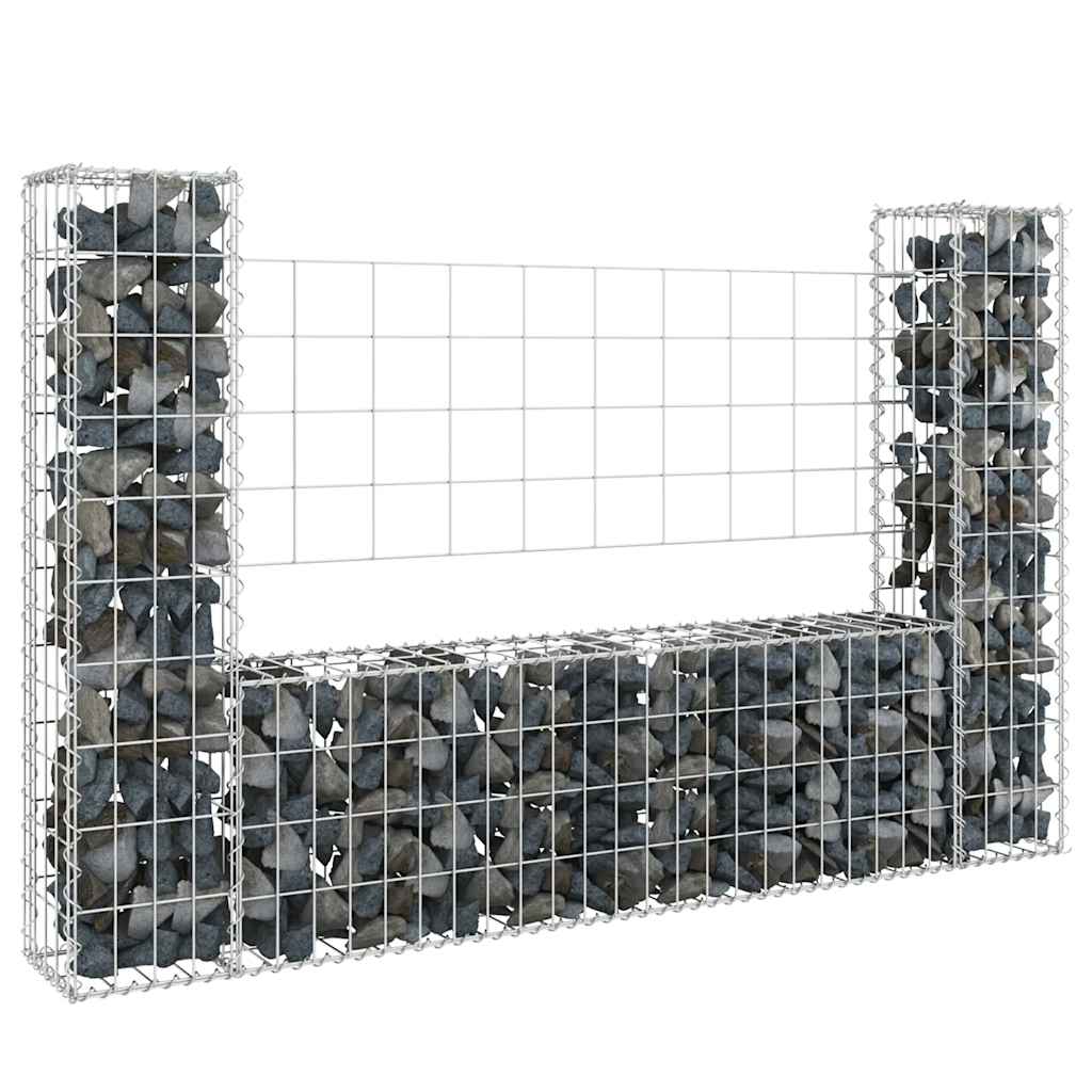 vidaXL Schanskorf U-vormig met 2 palen 140x20x100 cm ijzer