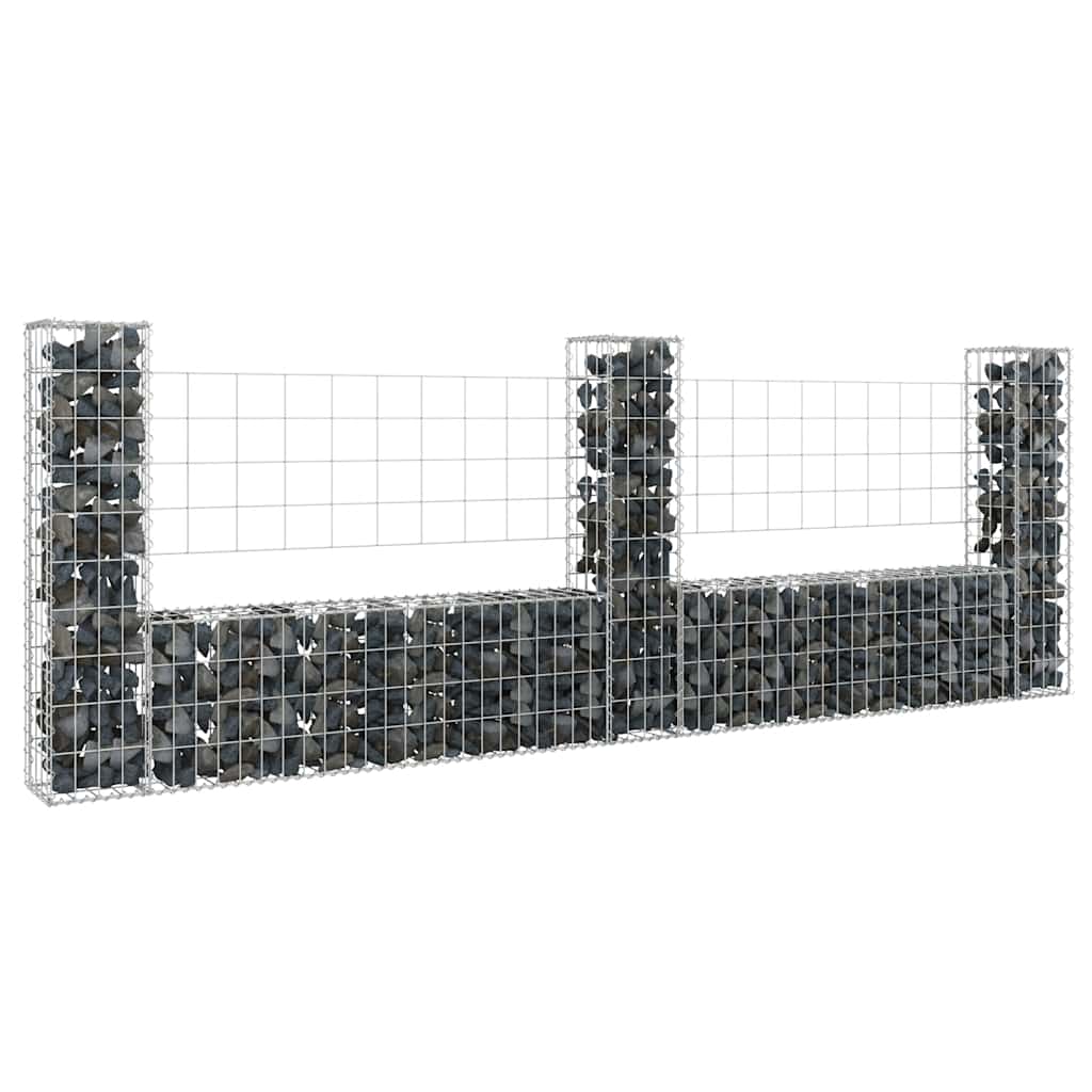 vidaXL Schanskorf U-vormig met 2 palen 140x20x100 cm ijzer