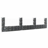 vidaXL Schanskorf U-vormig met 2 palen 140x20x100 cm ijzer