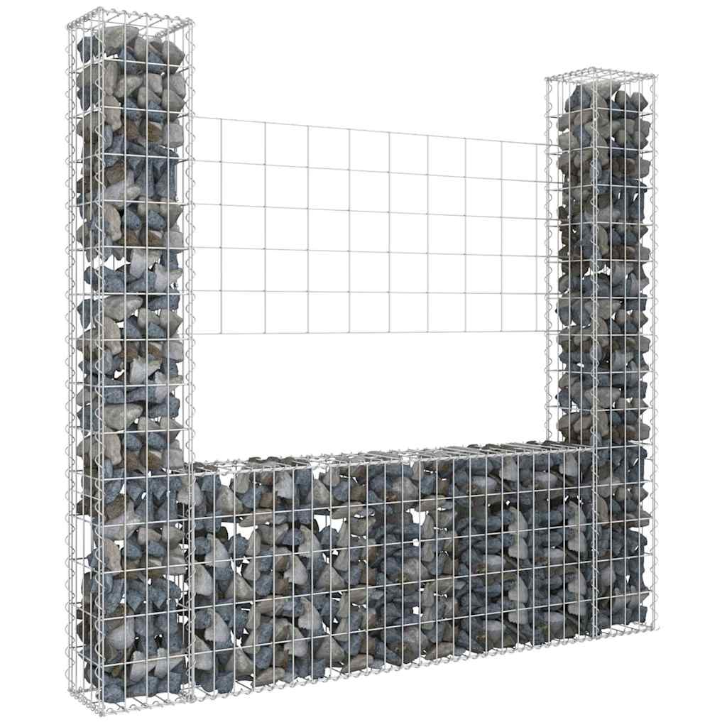vidaXL Schanskorf U-vormig met 2 palen 140x20x100 cm ijzer
