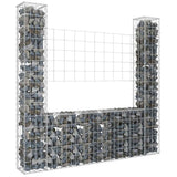 vidaXL Schanskorf U-vormig met 2 palen 140x20x100 cm ijzer