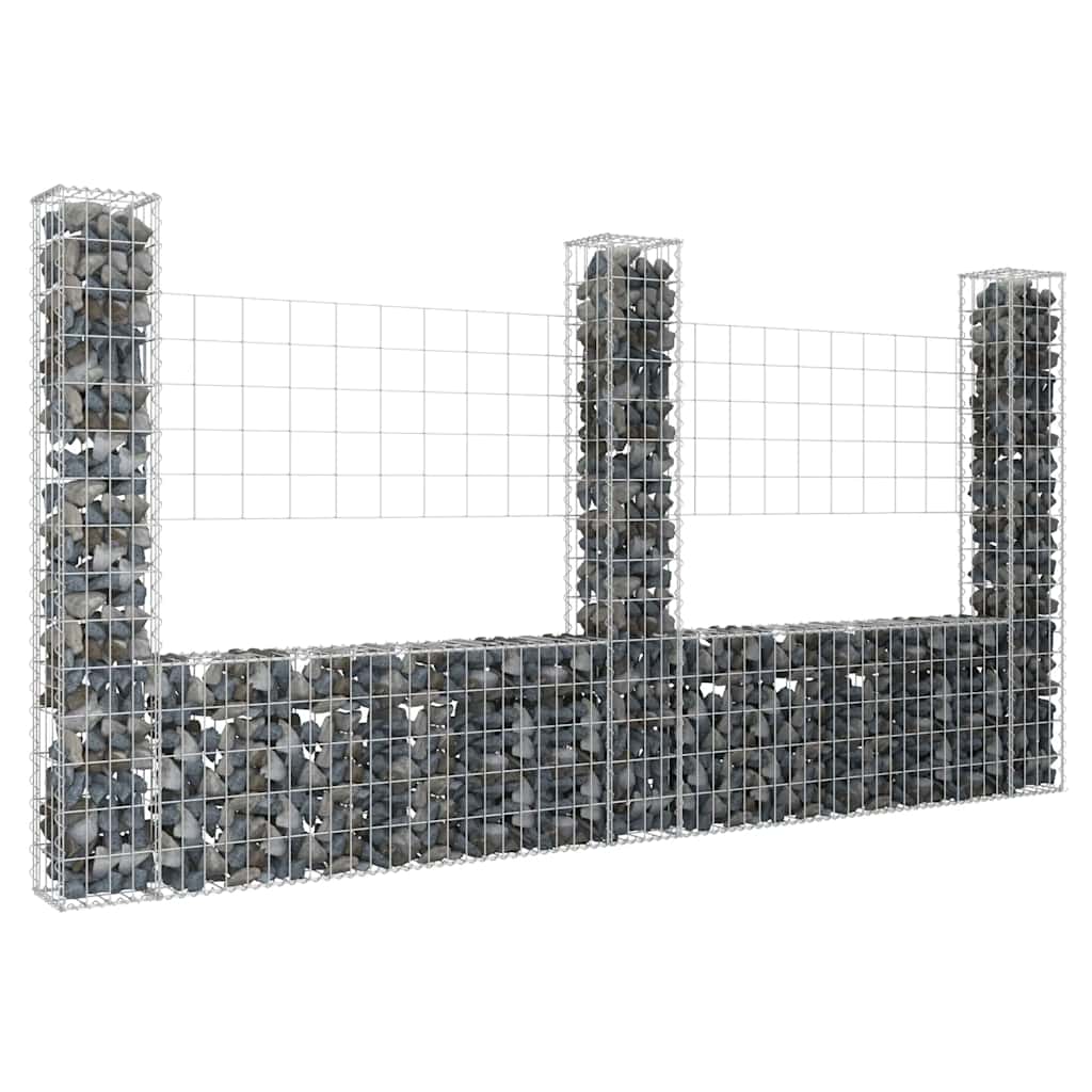 vidaXL Schanskorf U-vormig met 2 palen 140x20x100 cm ijzer