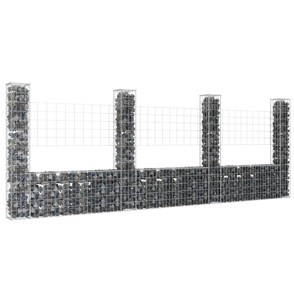 vidaXL Schanskorf U-vormig met 2 palen 140x20x100 cm ijzer