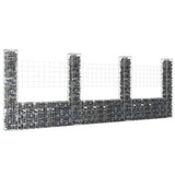 vidaXL Schanskorf U-vormig met 2 palen 140x20x100 cm ijzer