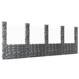 vidaXL Schanskorf U-vormig met 2 palen 140x20x100 cm ijzer