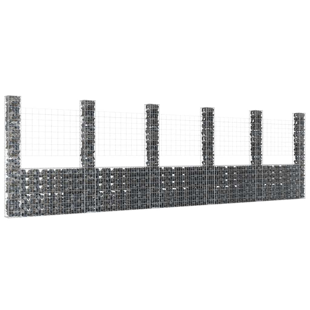 vidaXL Schanskorf U-vormig met 2 palen 140x20x100 cm ijzer