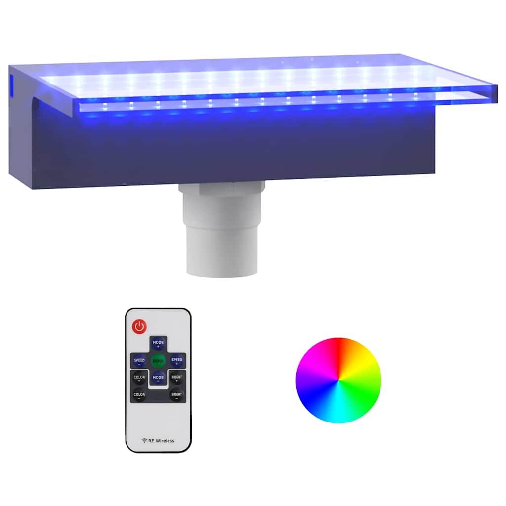 vidaXL Watervaloverlaat met RGB LED's 60 cm acryl