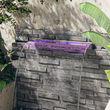 vidaXL Waterfall Spillway with RGB LEDs 30 cm Stainless Steel