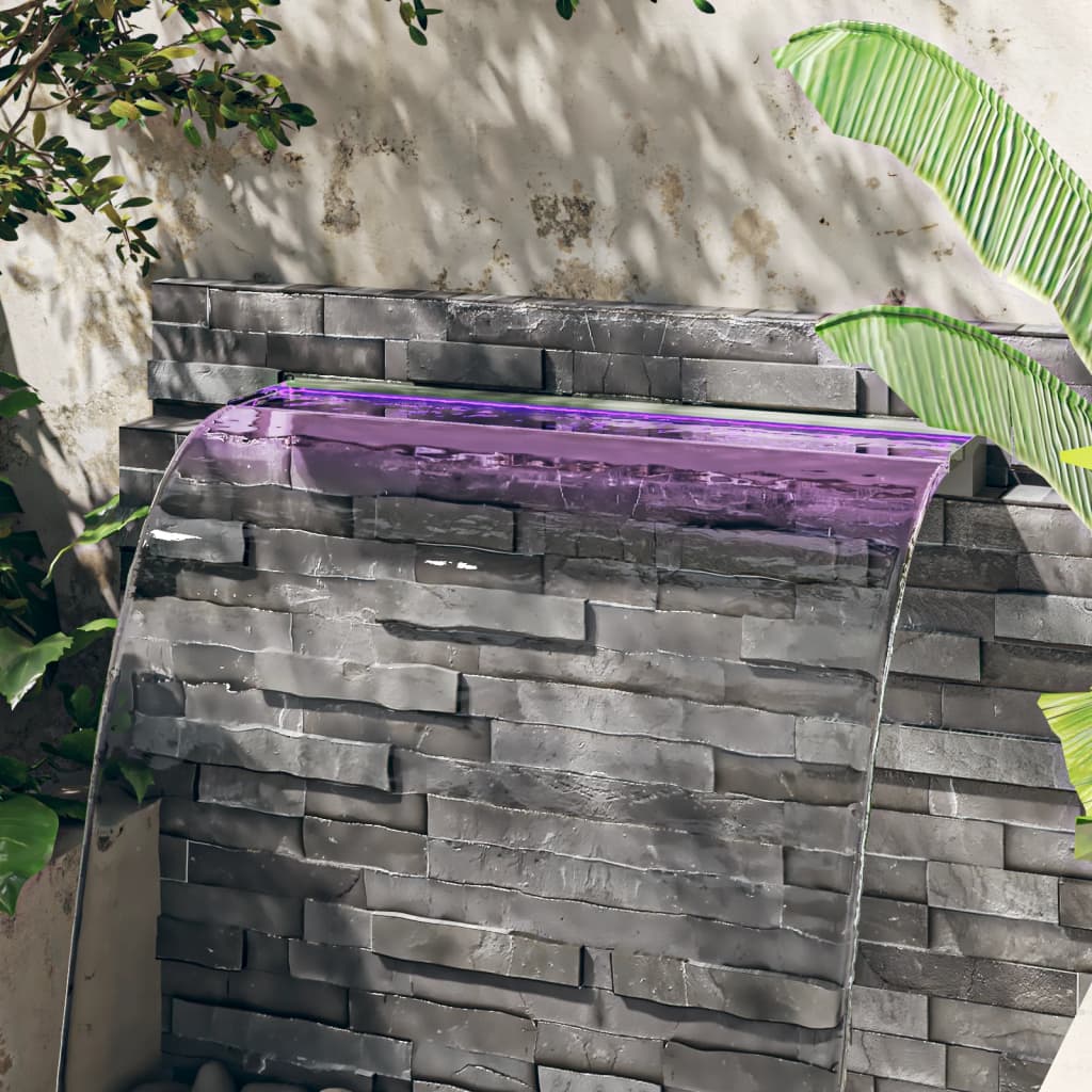 vidaXL Waterfall Spillway with RGB LEDs 30 cm Stainless Steel