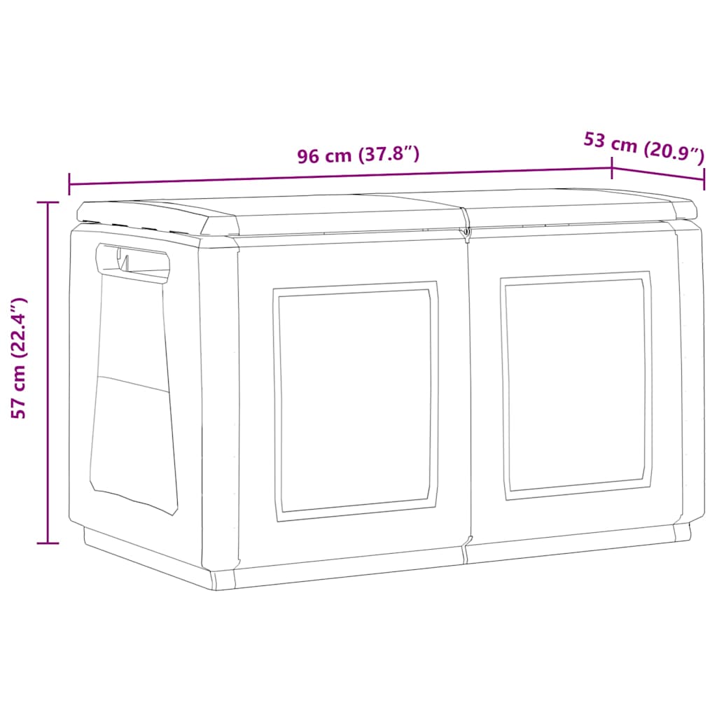 vidaXL Tuinbox 130 L 54x53x57 cm donkergrijs en zwart