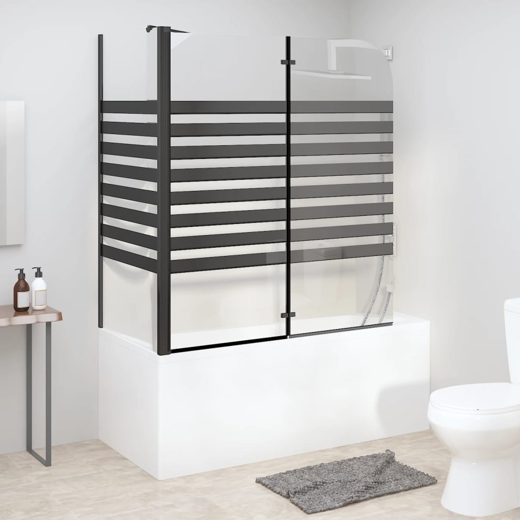 vidaXL Striped Shower Screen 120x68x130 cm Tempered Glass