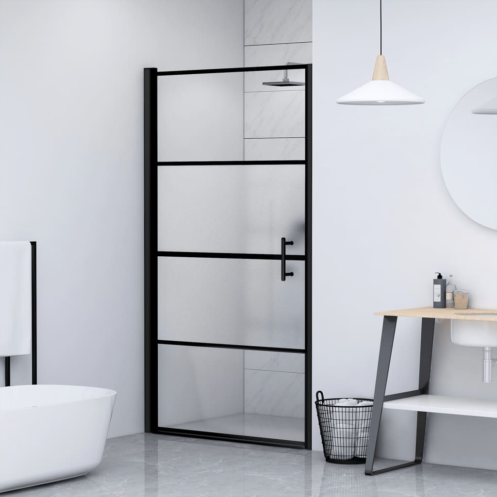 vidaXL Douchedeur 81x195 cm gehard glas zwart