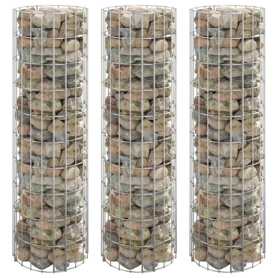 vidaXL Gabion Planters 3 pcs Round Raised Ø30x50 cm Steel