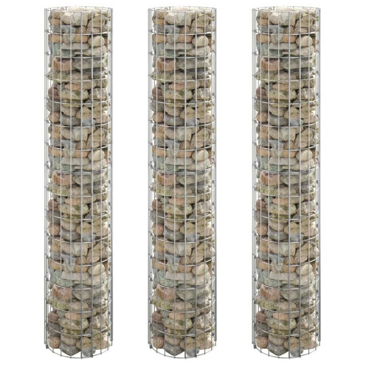 vidaXL Gabion Planters 3 pcs Round Raised Ø30x50 cm Steel