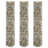 vidaXL Gabion Planters 3 pcs Round Raised Ø30x50 cm Steel