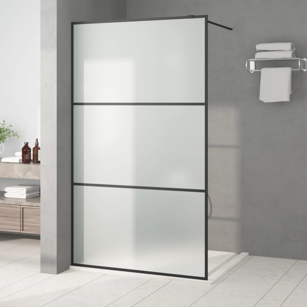 vidaXL Walk-in Shower Screen 80x195 cm ESG Glass Transparent and Black