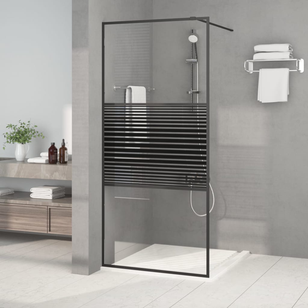 vidaXL Inloopdouchewand 80x195 cm ESG-glas transparant en zwart