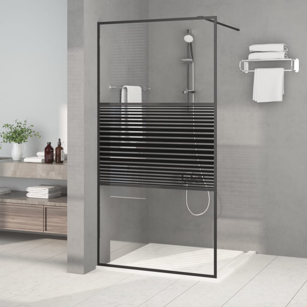 vidaXL Inloopdouchewand 80x195 cm ESG-glas transparant en zwart