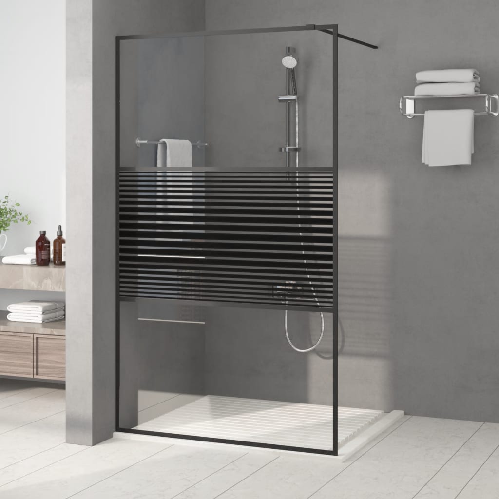 vidaXL Inloopdouchewand 80x195 cm ESG-glas transparant en zwart