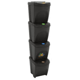 vidaXL Stackable Trash Cans 3 pcs 75 L Polypropylene Grey
